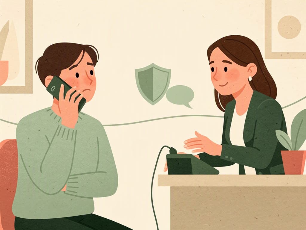A person calls an insurance service and an advisor guides the enquiry.