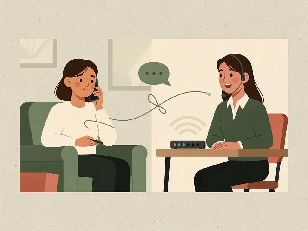 A person contacts an internet provider’s support team.